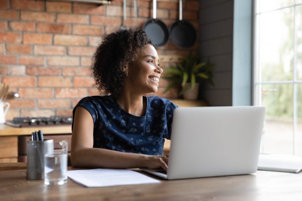 Successful woman working remotely from home